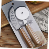 Kit Cortador De Pizza e Bolo em Inox com cabo de madeira
