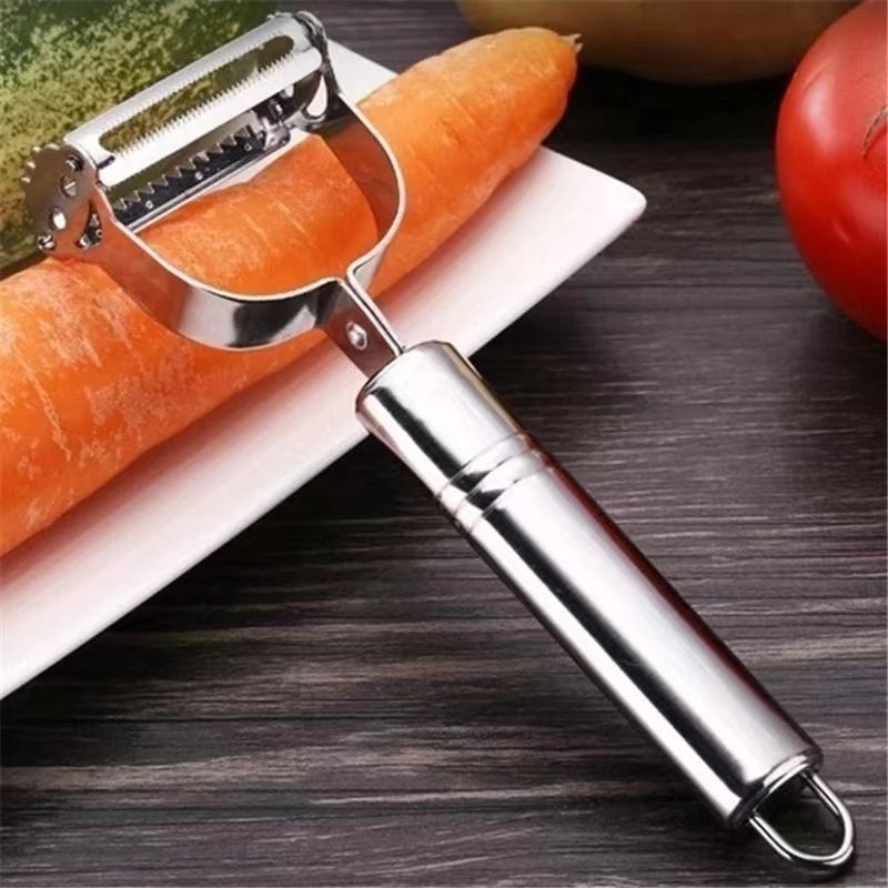 Descascador INOX Legumes Frutas Dupla Lâmina Móvel 2 Em 1/Descascador De Legumes Verduras Frutas promoção