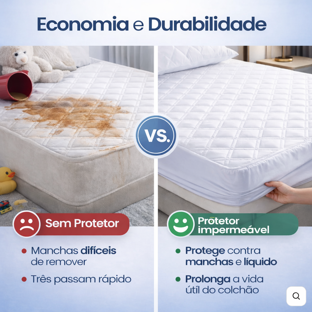 Protetor Impermeável BedShield™ - Seu colchão sempre seco e protegido