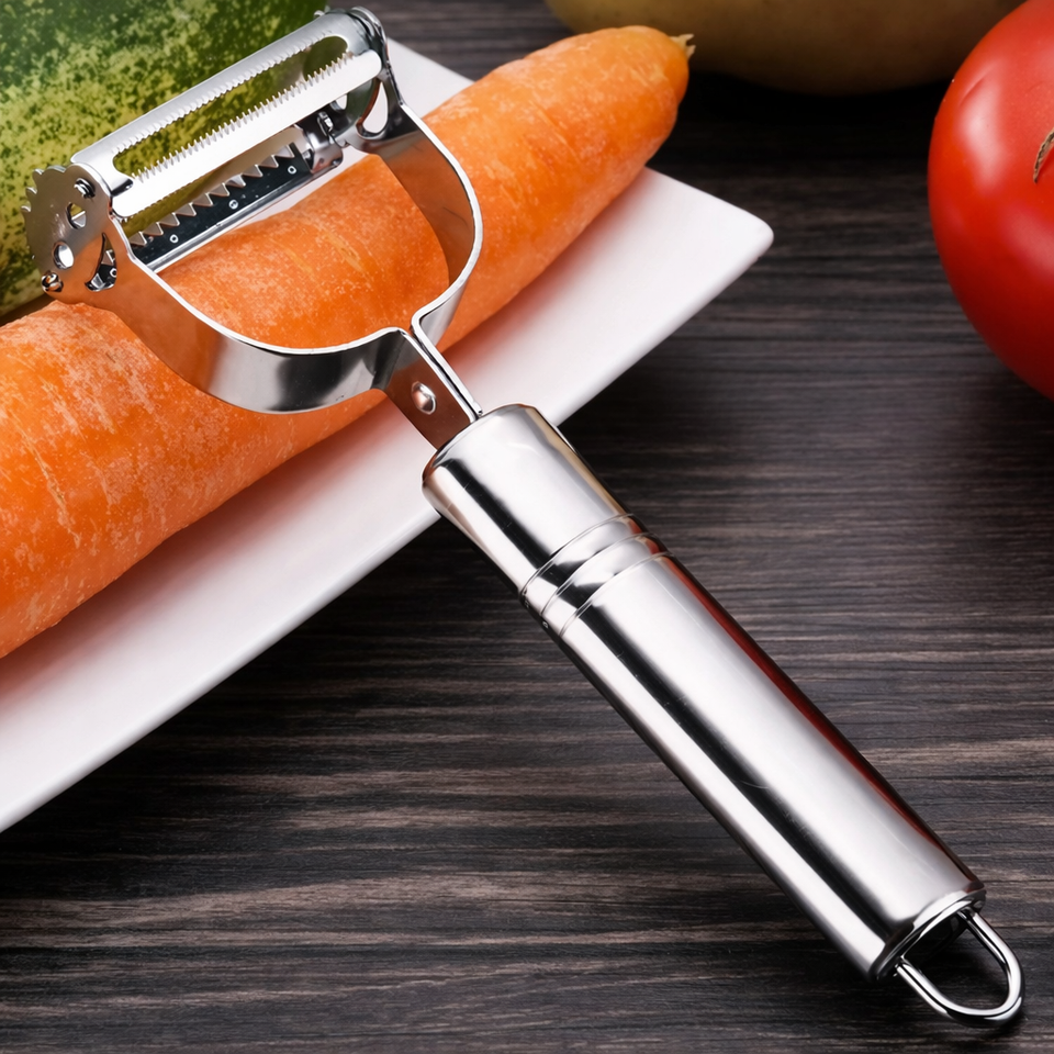 Descascador Inox 2 em 1 – Dupla Lâmina Profissional