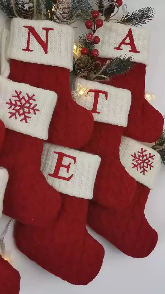 Enfeite de Natal Letras Vermelhas De Floco De Neve Meias De Natal Pingentes De árvore De Natal,