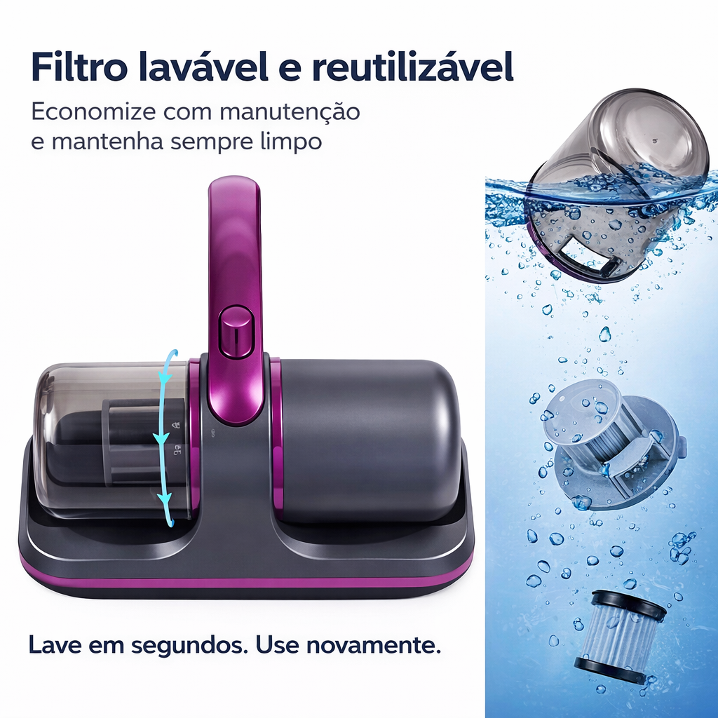 Aspirador Antiácaro Pro™ - Elimine ácaros e poeiras invisíveis e respire melhor todos os dias
