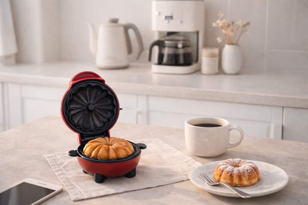 Mini Máquina de Bolo Elétrica – Faça Bolos Perfeitos em Minutos 🍰