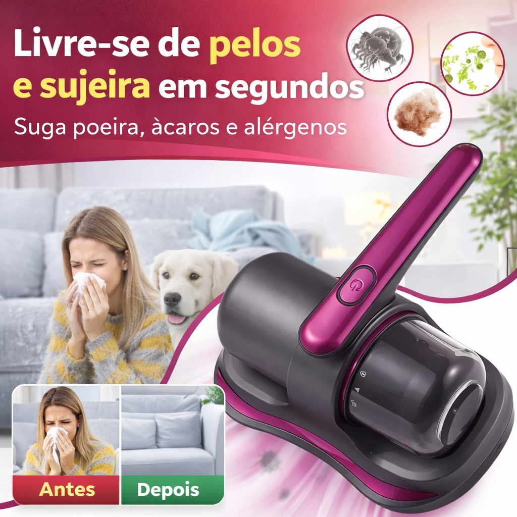 Aspirador Antiácaro Pro™ - Elimine ácaros e poeiras invisíveis e respire melhor todos os dias