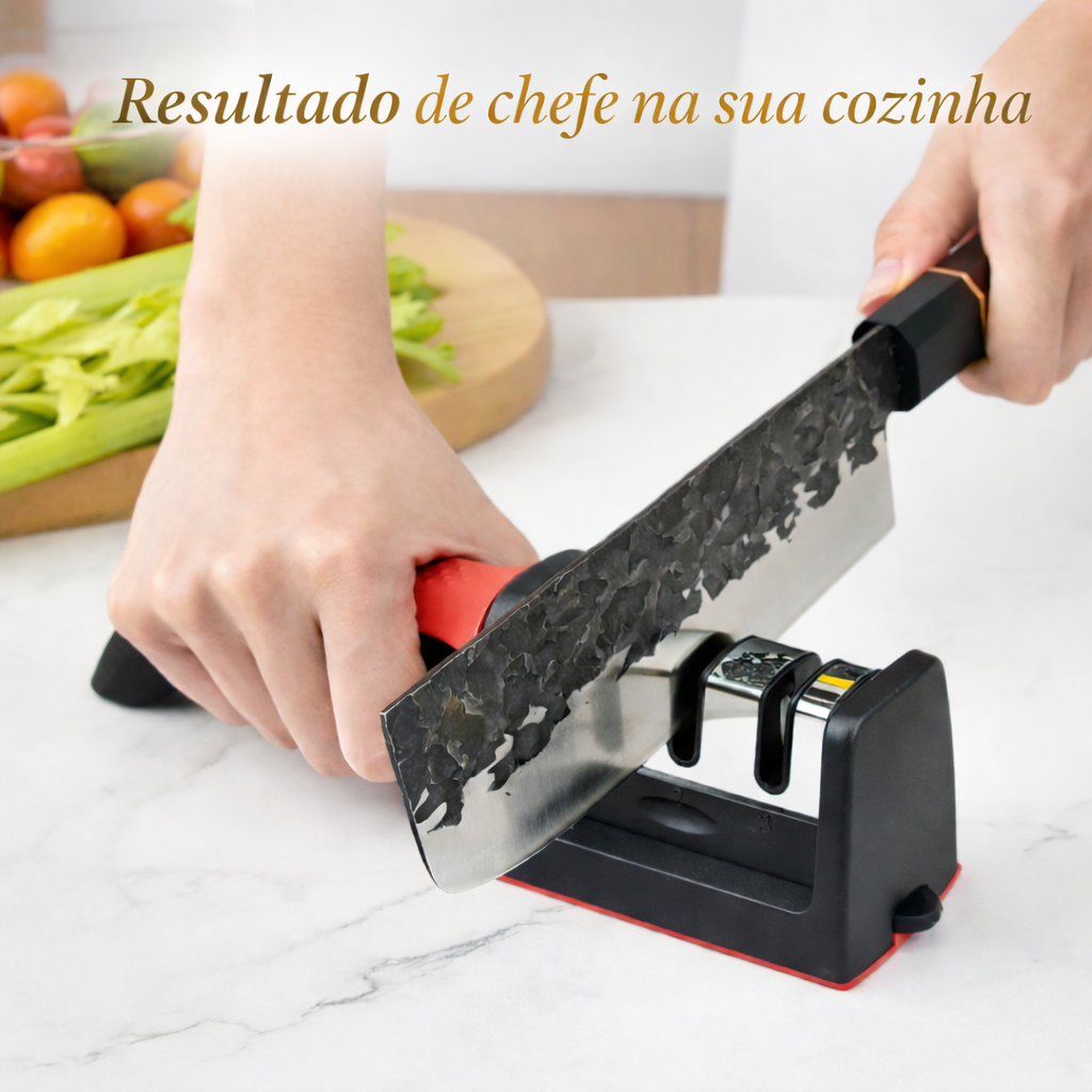 Afiador ChefPro Elite 3 Etapas – Corte Perfeito em Segundos