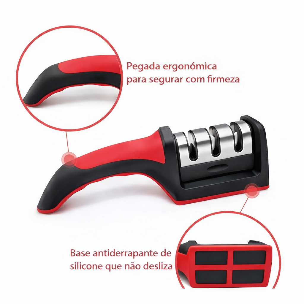 Afiador ChefPro Elite 3 Etapas – Corte Perfeito em Segundos