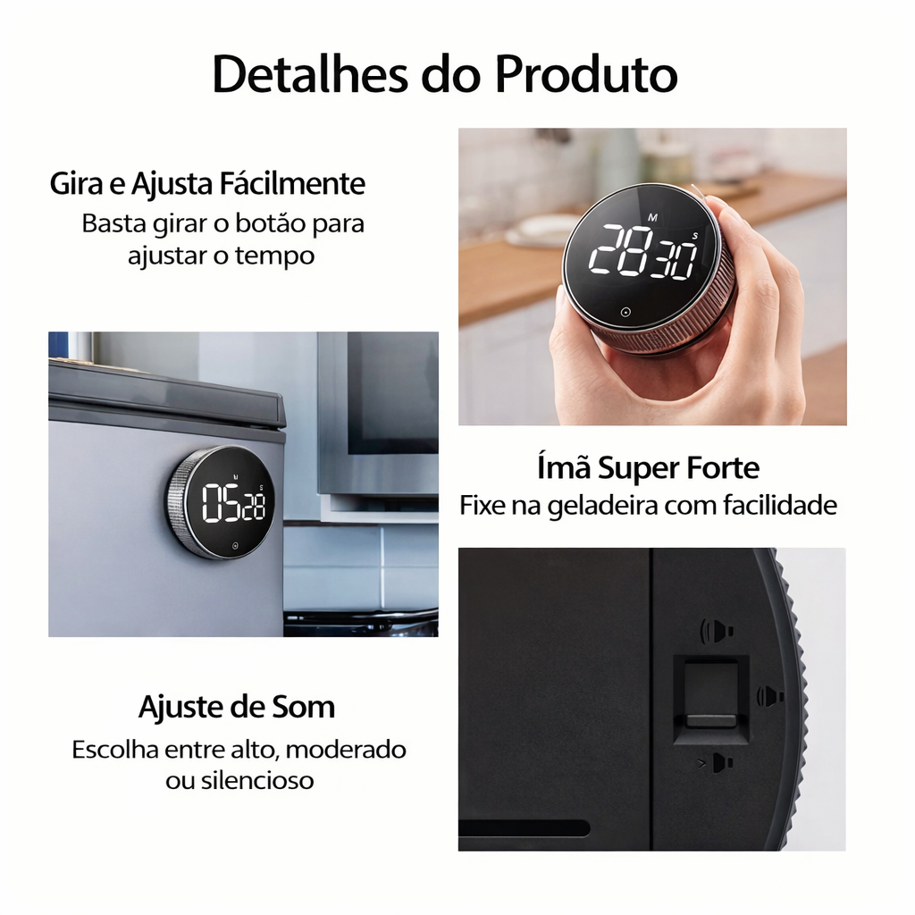 Timer Digital Inteligente - para Cozinha e Produtividade: tenha controle total do seu tempo!