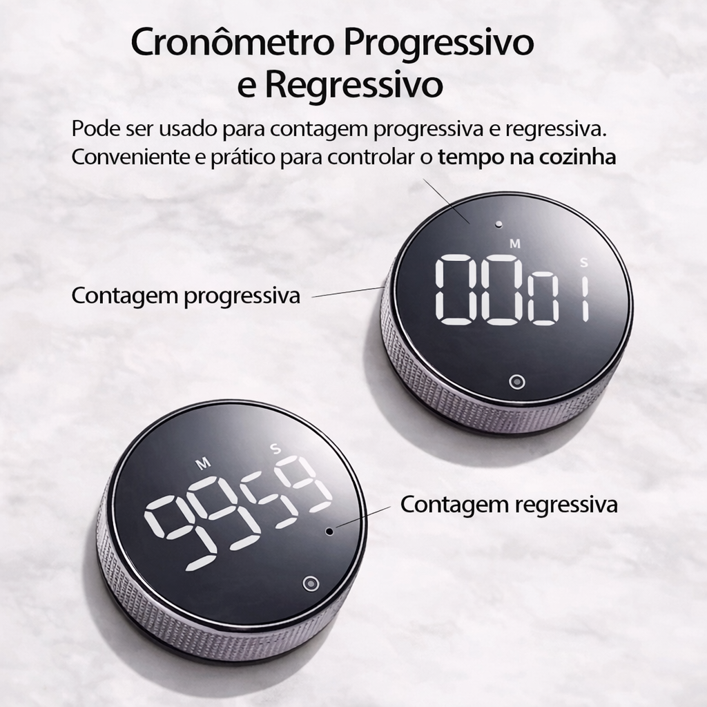 Timer Digital Inteligente - para Cozinha e Produtividade: tenha controle total do seu tempo!