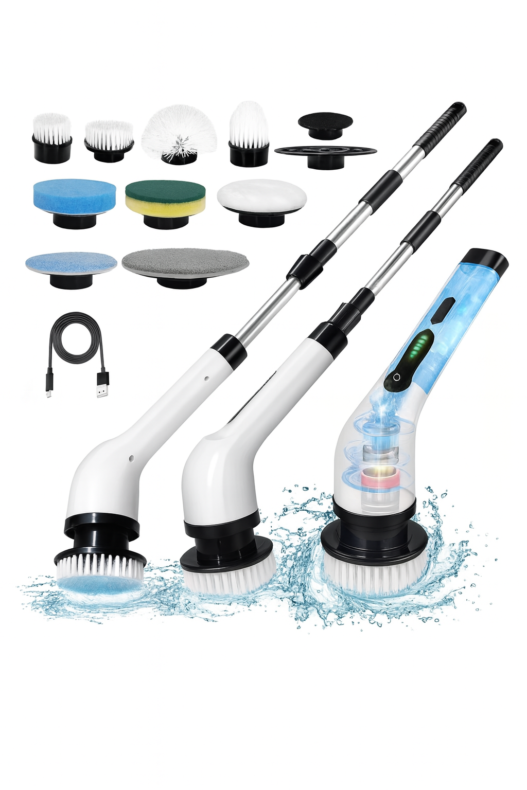 Esfregão Elétrico 9 Em 1 Sem fio Escova De Limpeza Pesada Multiuso Recarregável Giratória