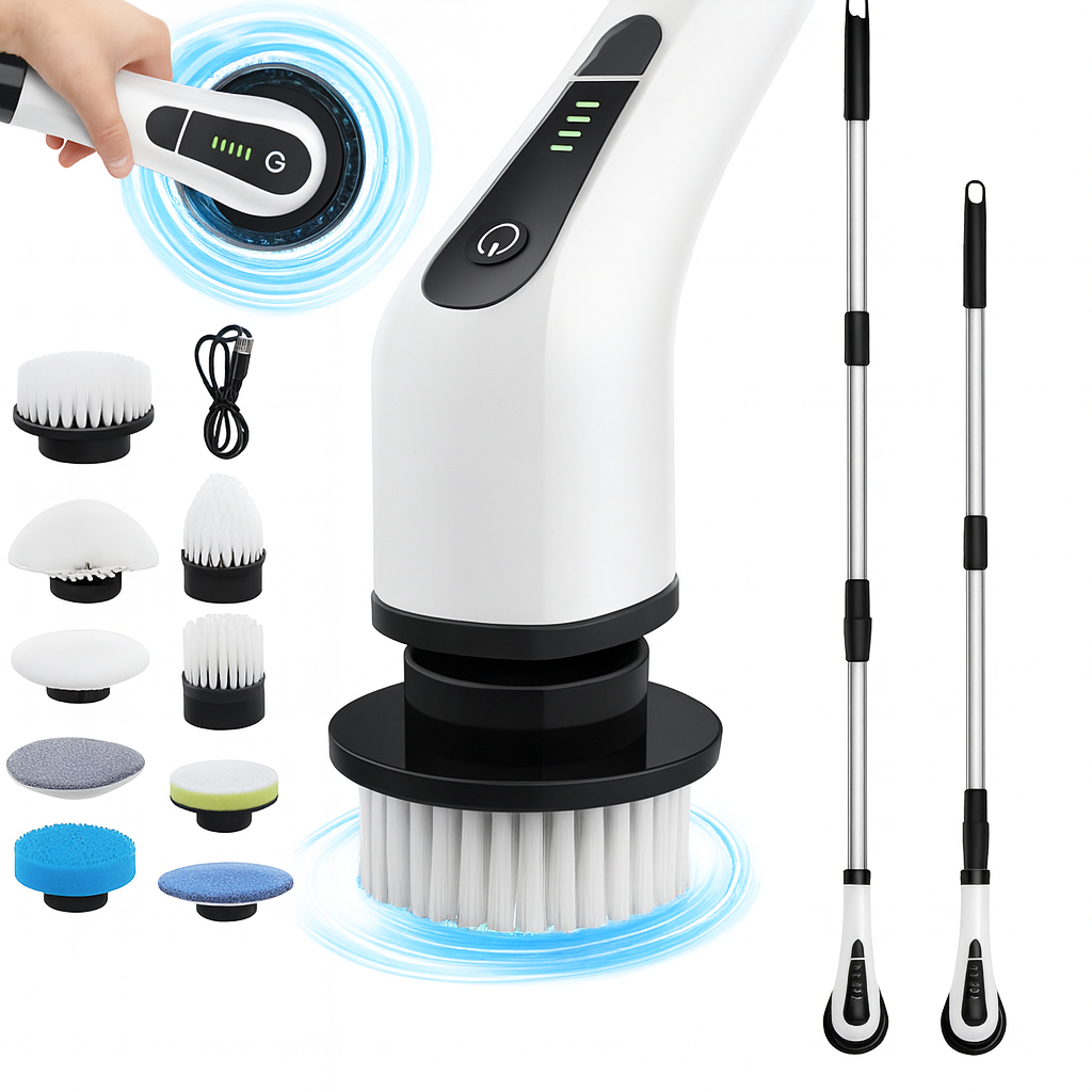 Esfregão Elétrico 9 Em 1 Sem fio Escova De Limpeza Pesada Multiuso Recarregável Giratória