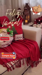 Kit 2 Mantas Natal Para Sofá 3,00 x 1,80M King Luxo Gigante 100% Algodão Protetor Decoração Natal