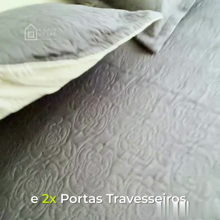 3 Peças Kit Colcha Cobre Leito Casal Dupla Face Com Viés 2 Fronhas 100% Poliéster