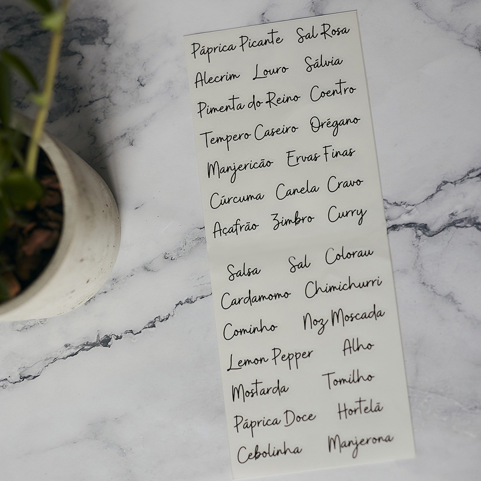 Kit 10 Porta Temperos Condimentos c/ 32 Adesivos de Temperos Potes de Vidro Organizador