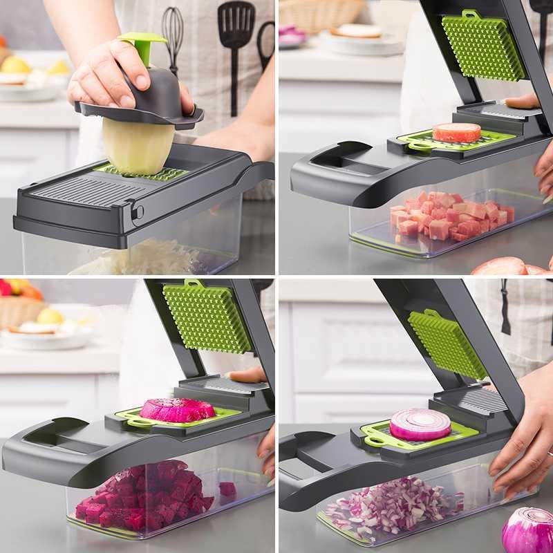 Profissional Multiuso Cozinha Slicer Aço Inox 16 em 1 Fatiador Cortador Ralador De Legumes Verduras Frutas Alimentos