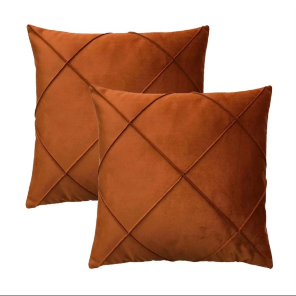 Kit 02 Almofadas Cheias Drapeadas em Suede 45x45cm Sala Sofá Quarto