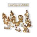 Presépio De Natal Completo Gesso C/ Pó Mármore 20cm 14 peças Lindo Promoção