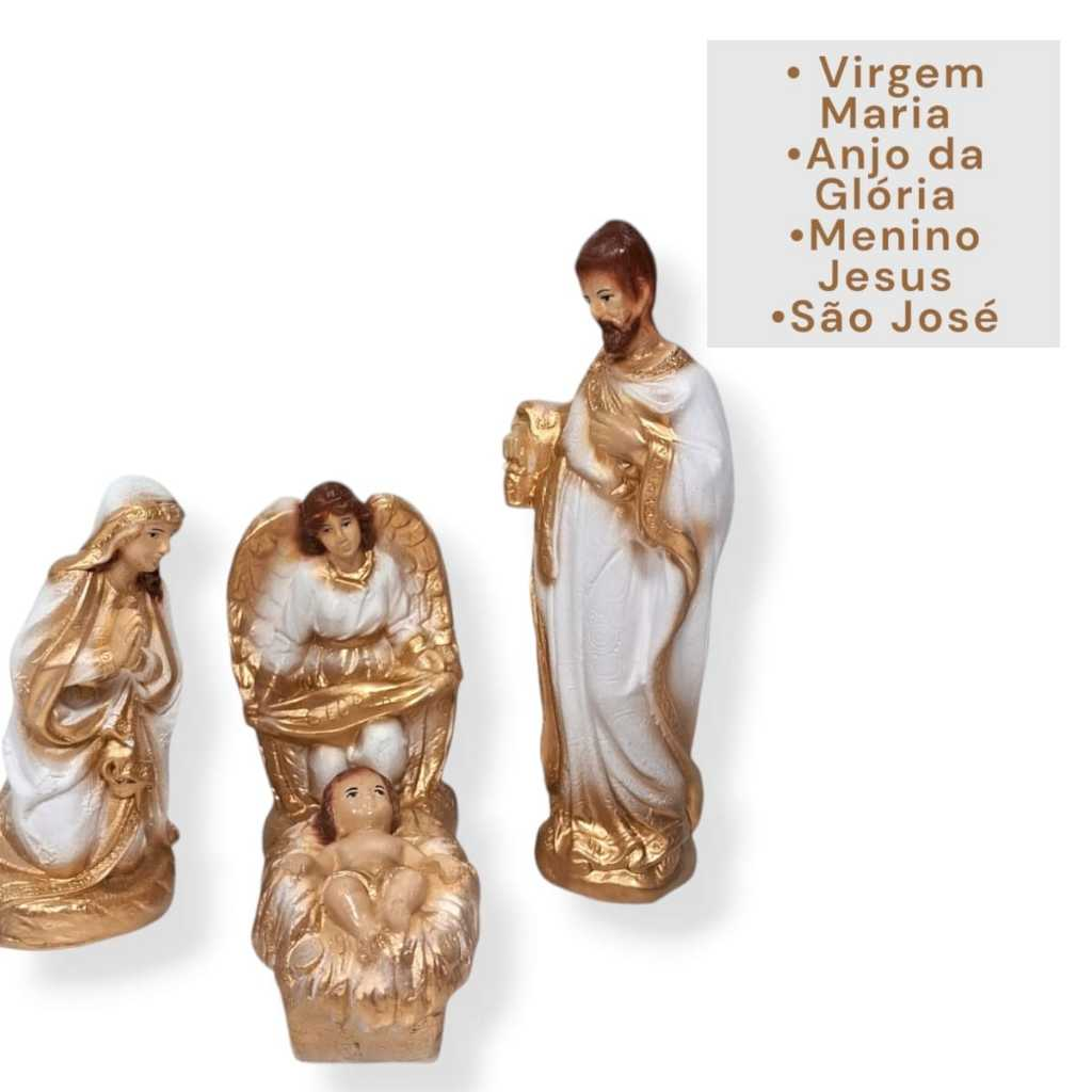 Presépio De Natal Completo Gesso C/ Pó Mármore 20cm 14 peças Lindo Promoção