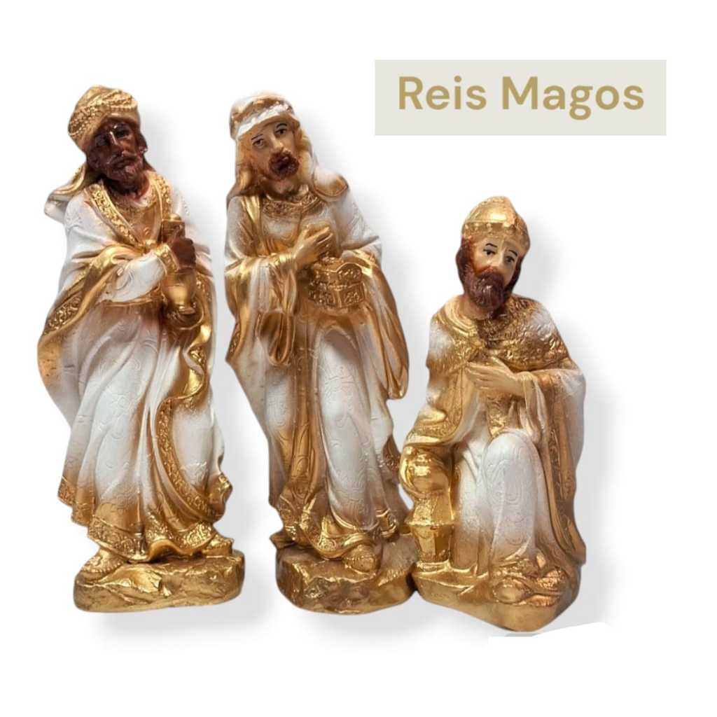 Presépio De Natal Completo Gesso C/ Pó Mármore 20cm 14 peças Lindo Promoção