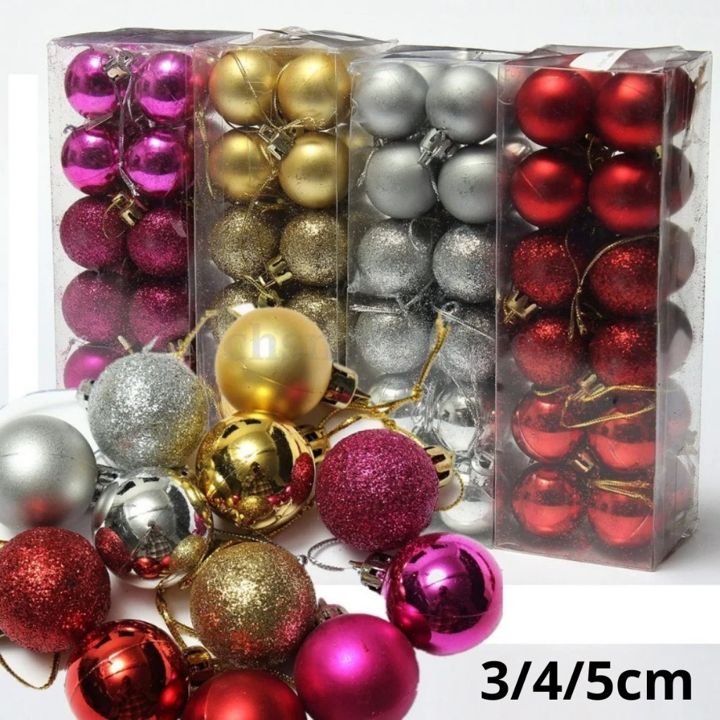 Kit Bolinhas de Árvore de Natal 3cm /4cm/5cm/6cm/7cm/8cm Mista Lisa Fosca Glitter Decoração Natalina