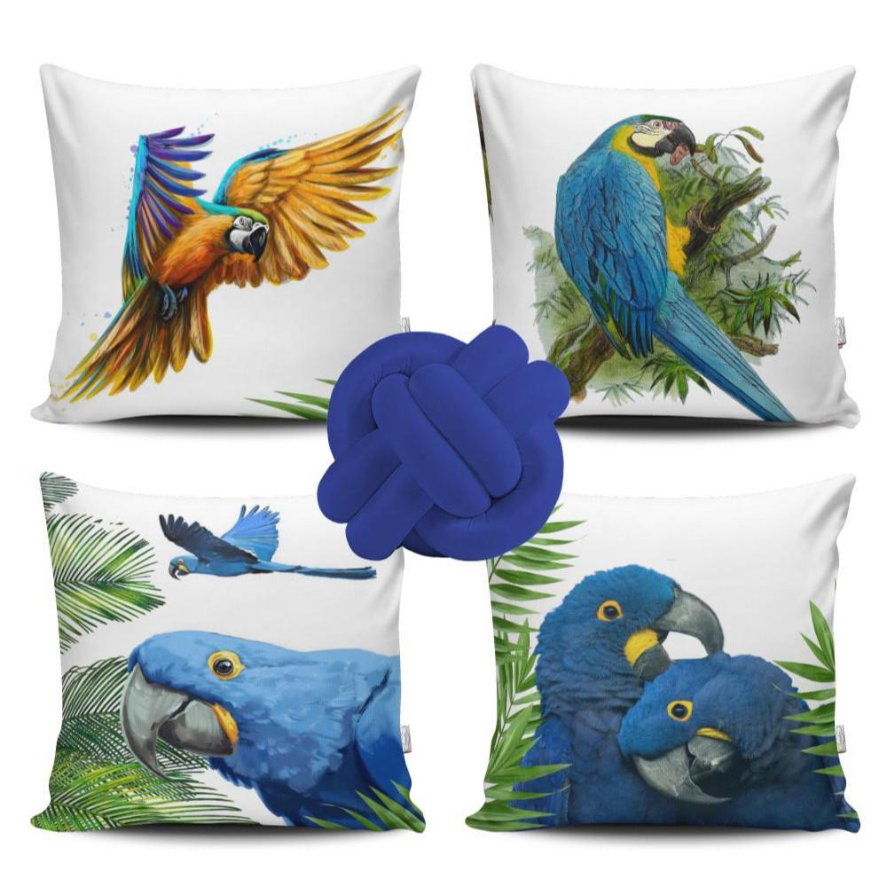 Kit c/ 04 Capas de Almofada Modernas Decorativas 45x45 + 1 Almofada de Nó - Geométrica Nude