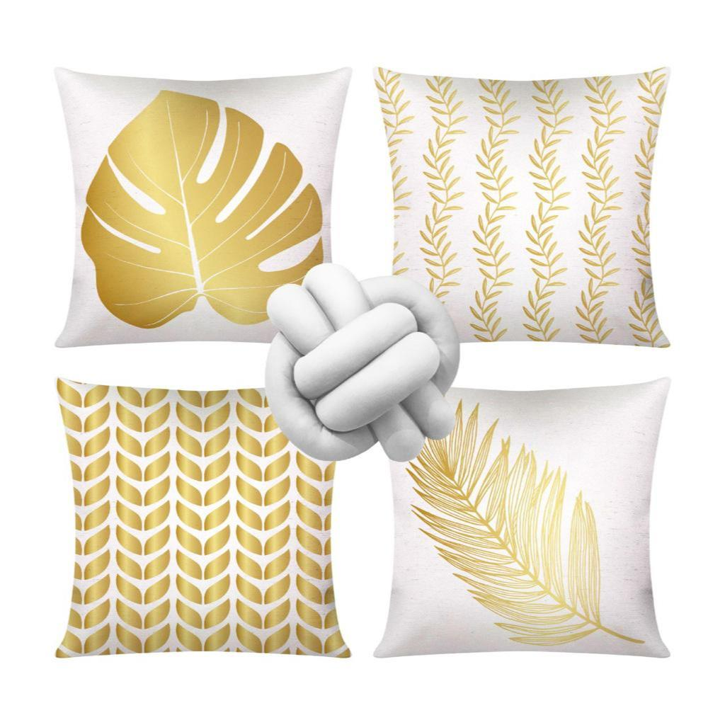 Kit c/ 04 Capas de Almofada Modernas Decorativas 45x45 + 1 Almofada de Nó - Geométrica Nude