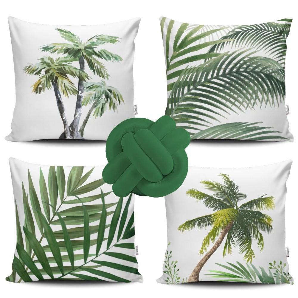 Kit c/ 04 Capas de Almofada Modernas Decorativas 45x45 + 1 Almofada de Nó - Geométrica Nude