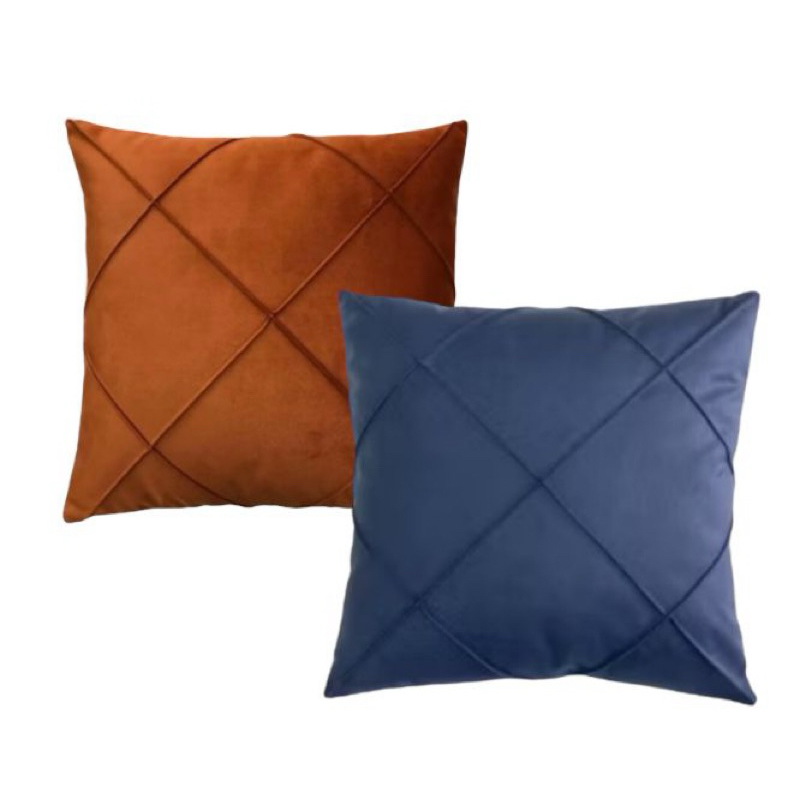 Kit 02 Almofadas Cheias Drapeadas em Suede 45x45cm Sala Sofá Quarto