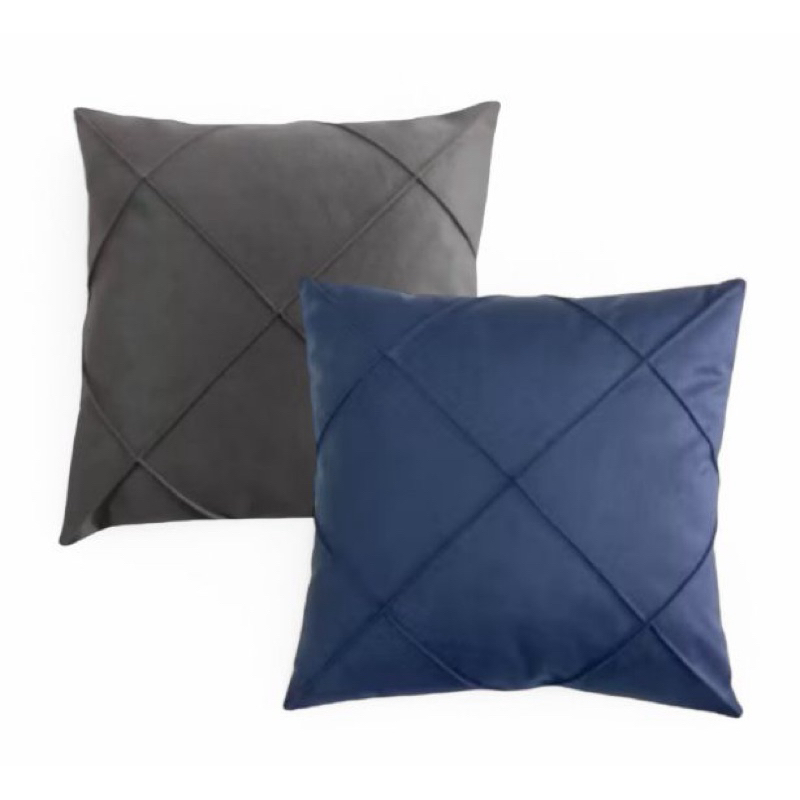 Kit 02 Almofadas Cheias Drapeadas em Suede 45x45cm Sala Sofá Quarto