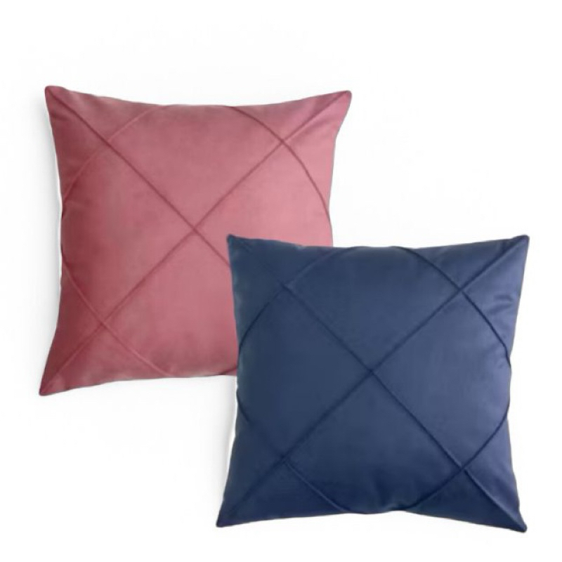 Kit 02 Almofadas Cheias Drapeadas em Suede 45x45cm Sala Sofá Quarto