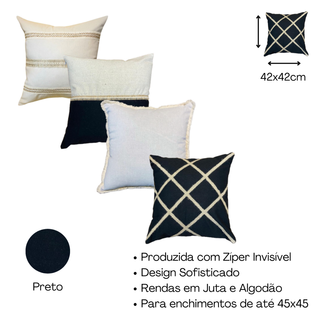 Kit 4 Capas De Almofada Estilo Boho Chic Rustico Decorativas