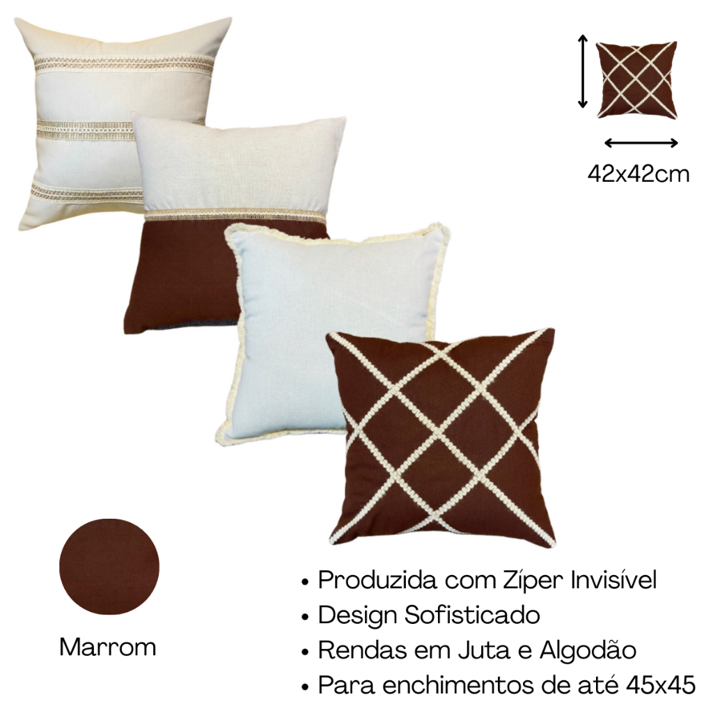 Kit 4 Capas De Almofada Estilo Boho Chic Rustico Decorativas