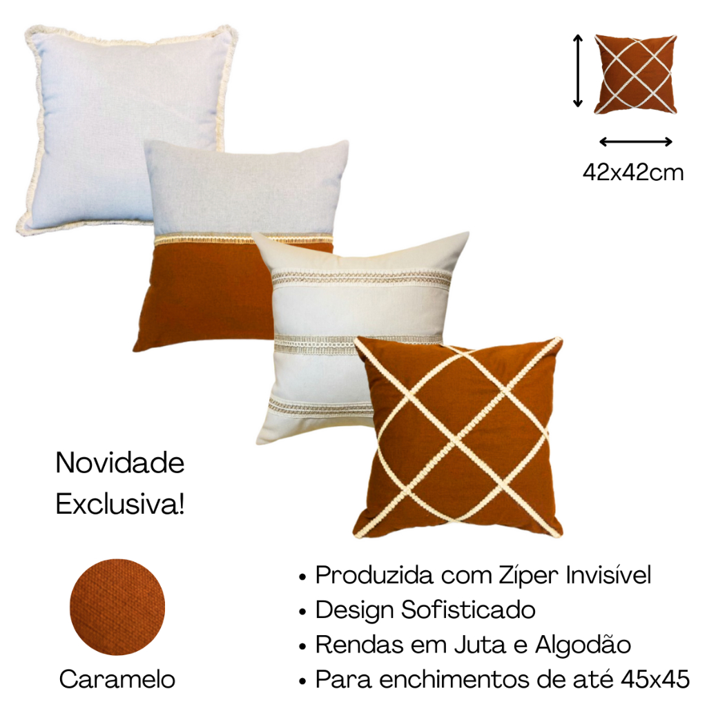 Kit 4 Capas De Almofada Estilo Boho Chic Rustico Decorativas