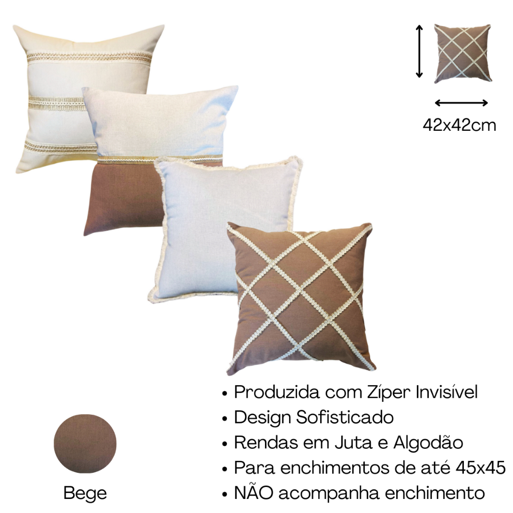 Kit 4 Capas De Almofada Estilo Boho Chic Rustico Decorativas