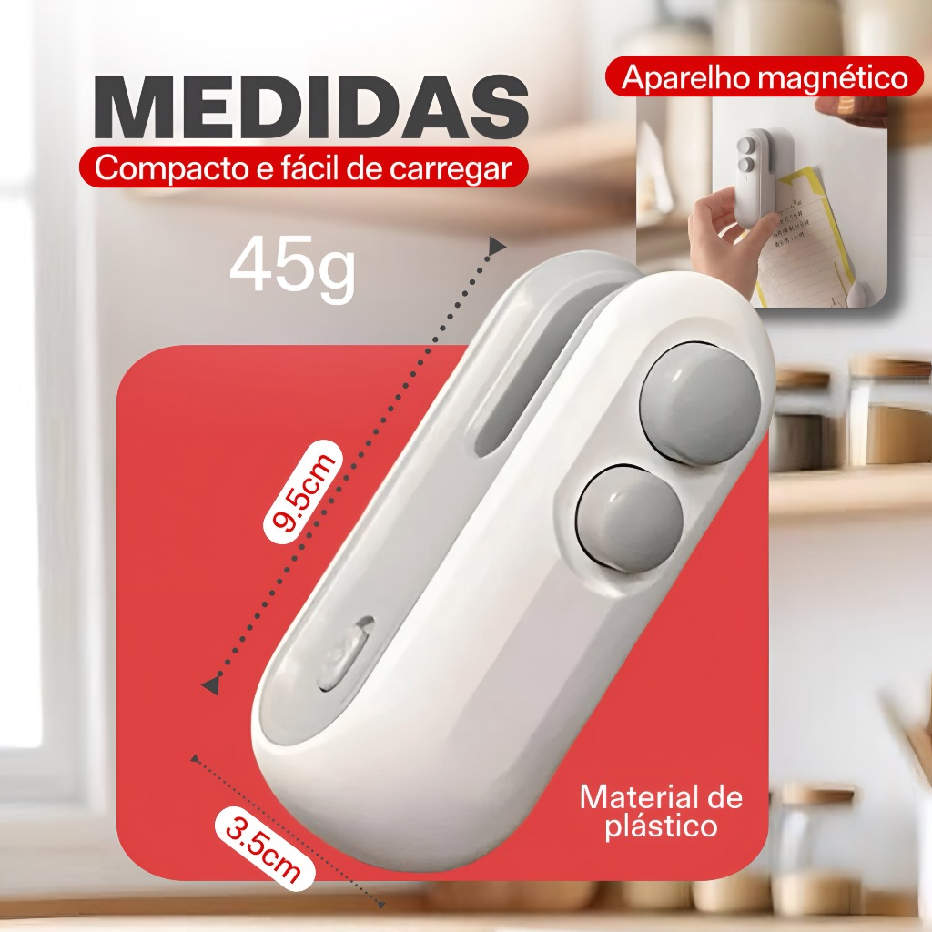 Mini Máquina Seladora Portátil 2 Em 1 Saco Plástico Embalagen Carregamento Usb Elétrica