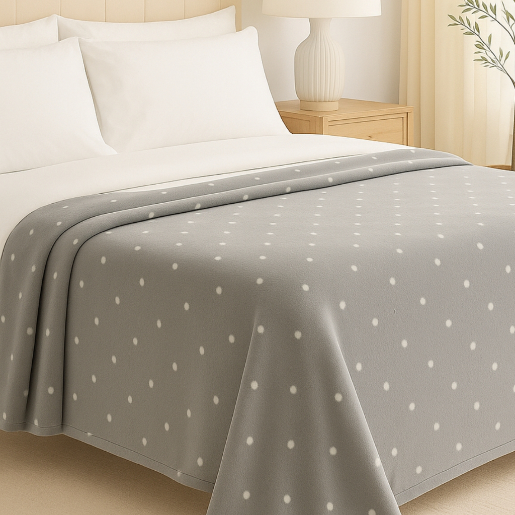 Cobertor de Microfibra Manta Queen Antialérgico Estampado Poá Quentinho