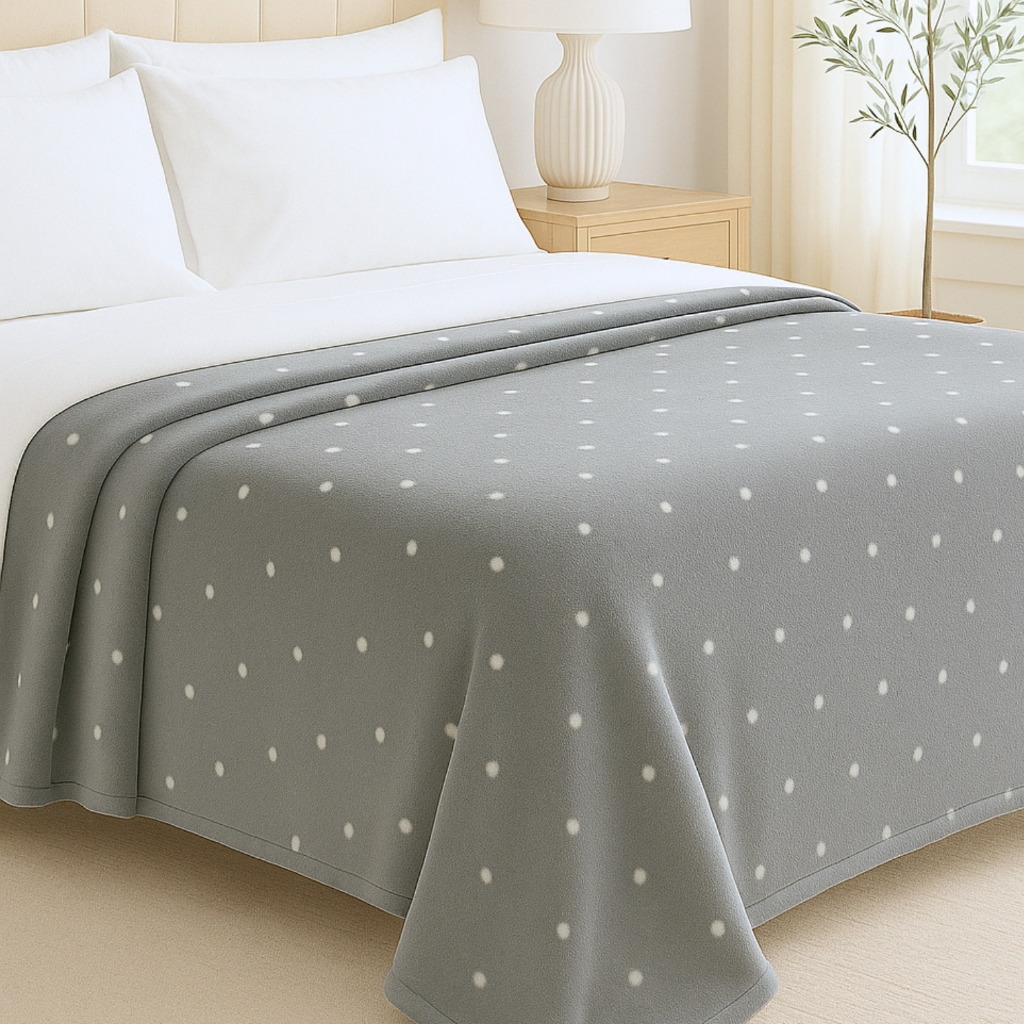 Cobertor de Microfibra Manta Queen Antialérgico Estampado Poá Quentinho