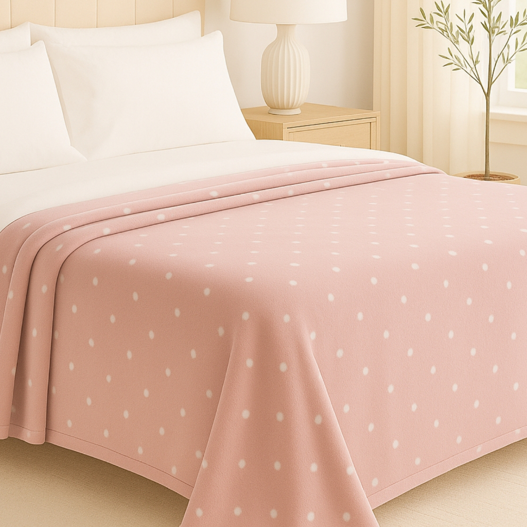 Cobertor de Microfibra Manta Queen Antialérgico Estampado Poá Quentinho