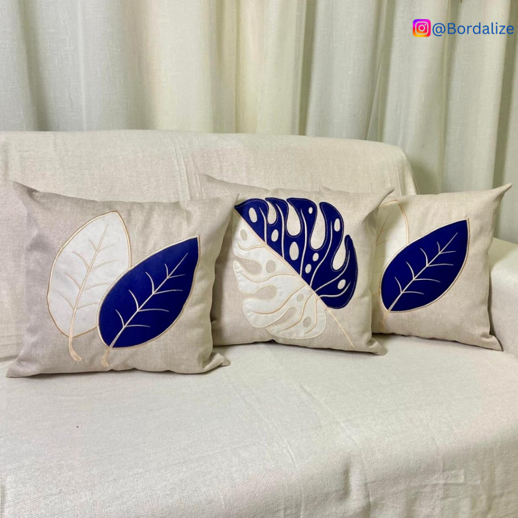 Kit de Capa de Almofada Linho Bordada Aplicada Decorativa - Escolha Sua Combinação