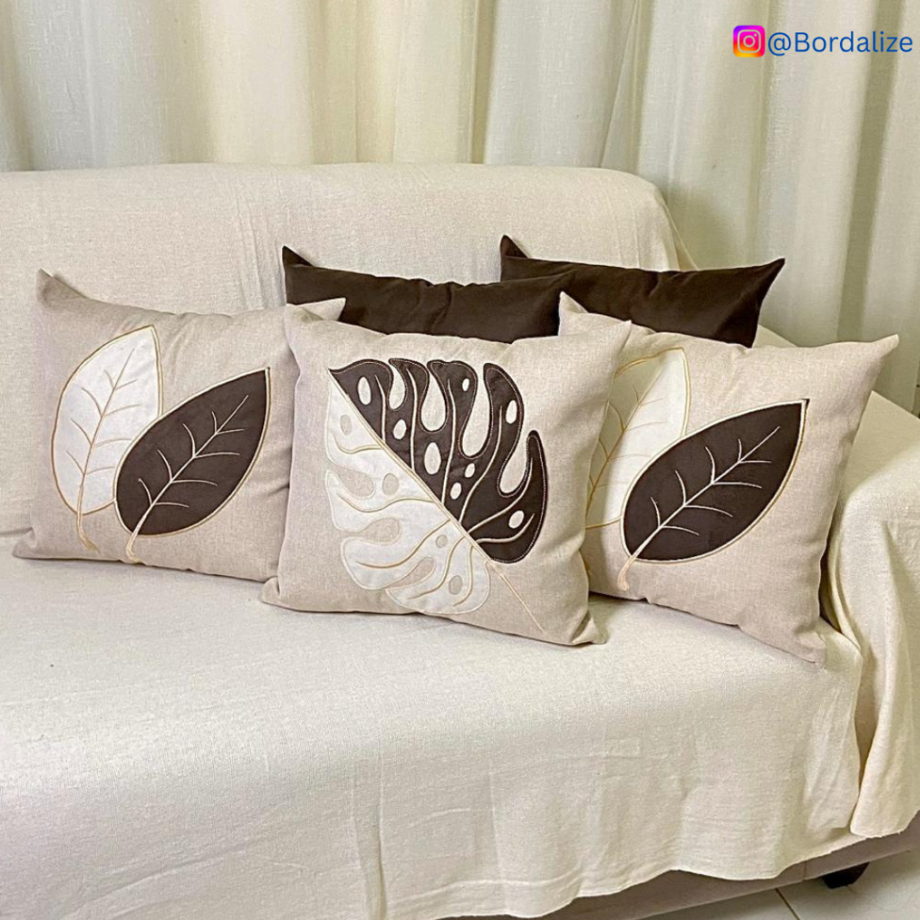 Kit de Capa de Almofada Linho Bordada Aplicada Decorativa - Escolha Sua Combinação