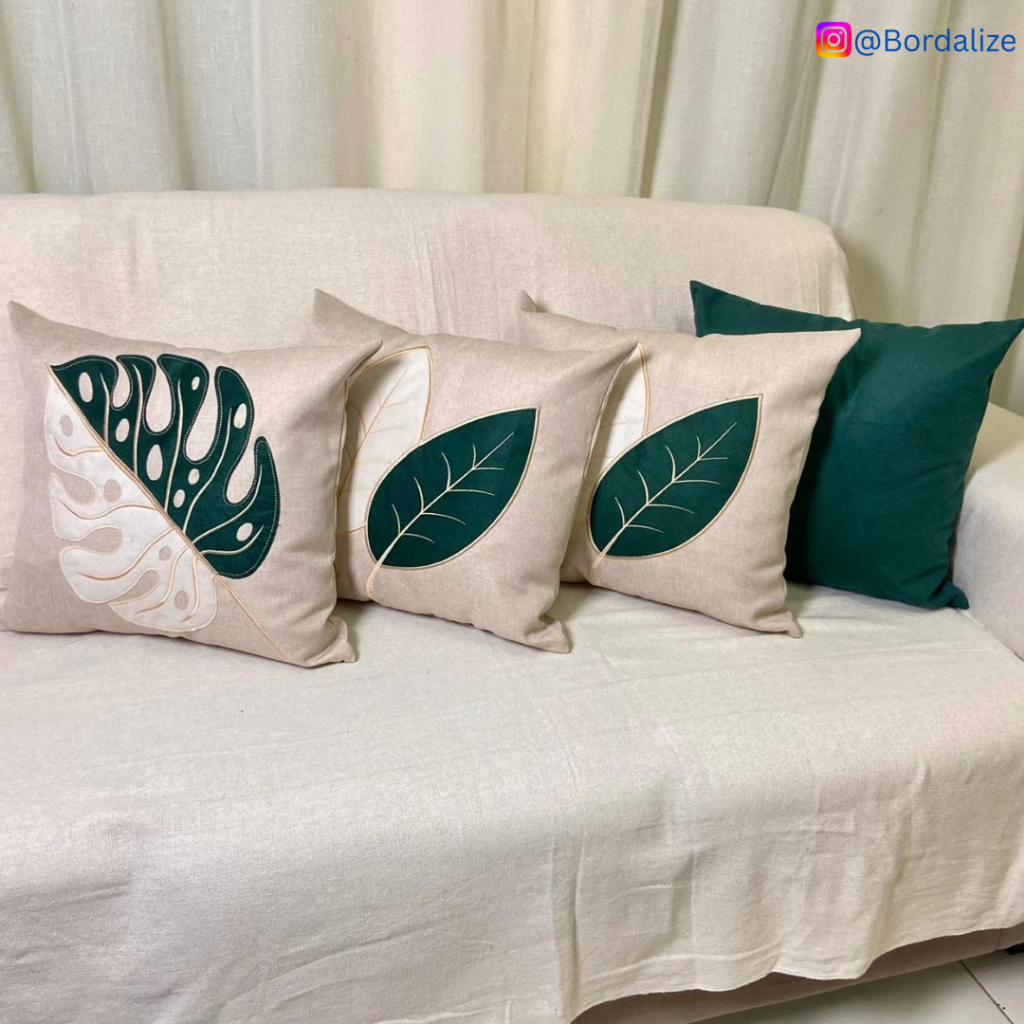 Kit de Capa de Almofada Linho Bordada Aplicada Decorativa - Escolha Sua Combinação