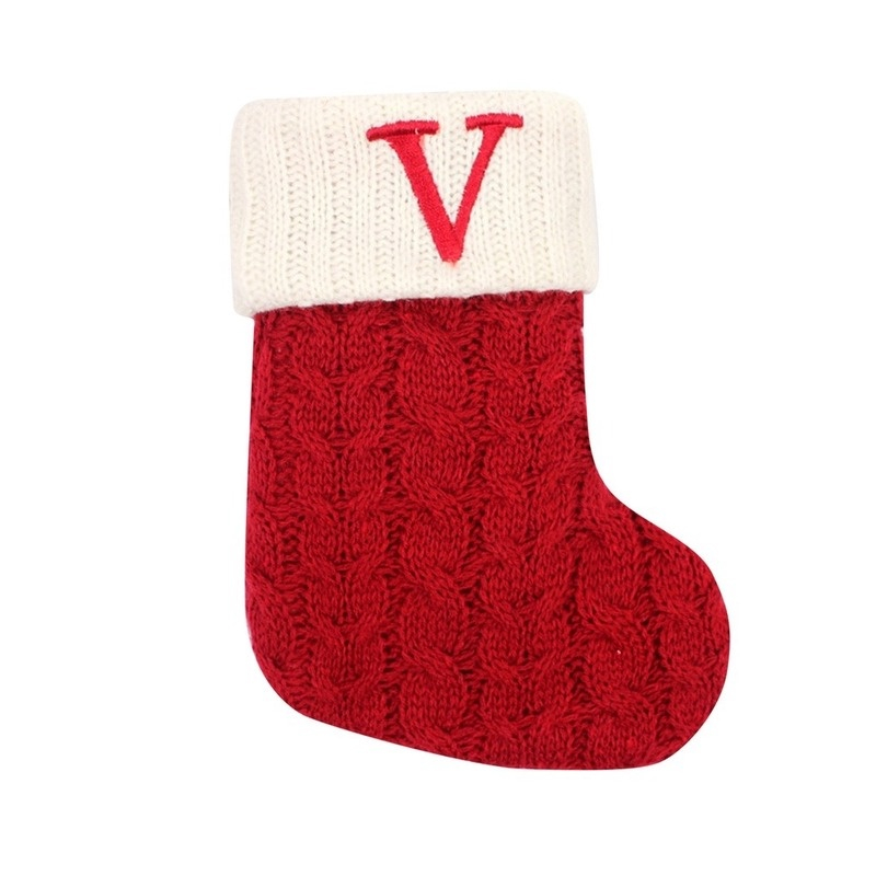 Enfeite de Natal Letras Vermelhas De Floco De Neve Meias De Natal Pingentes De árvore De Natal,