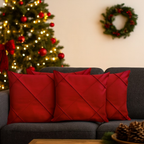 Kit 4 Capas de Almofada Natal Suede Drapeada 45x45cm Decoração Natalina