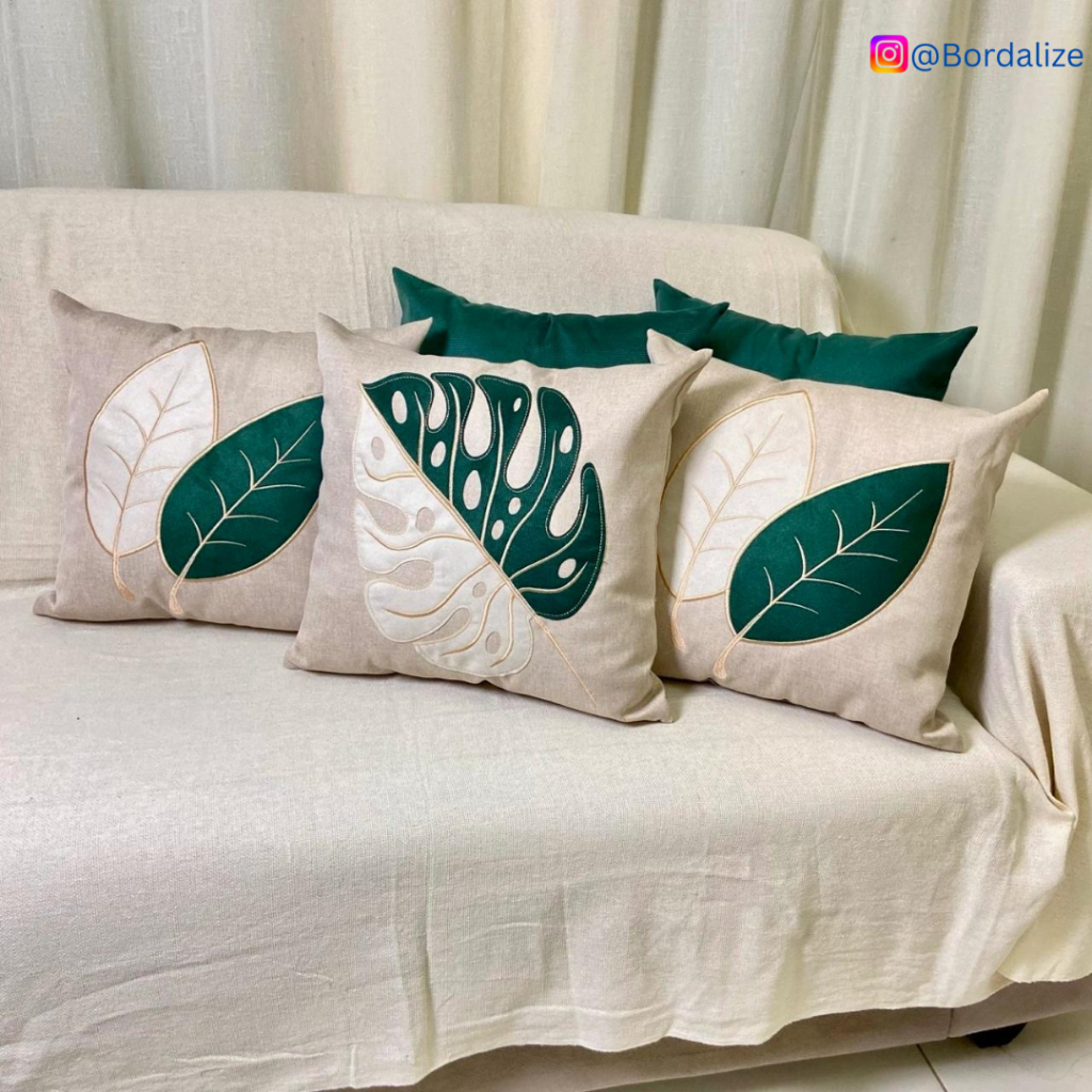 Kit de Capa de Almofada Linho Bordada Aplicada Decorativa - Escolha Sua Combinação