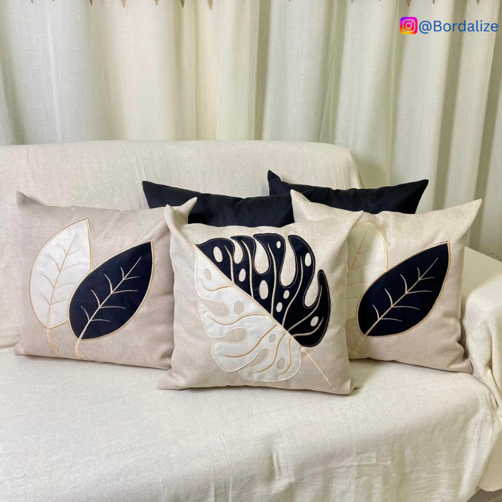 Kit de Capa de Almofada Linho Bordada Aplicada Decorativa - Escolha Sua Combinação