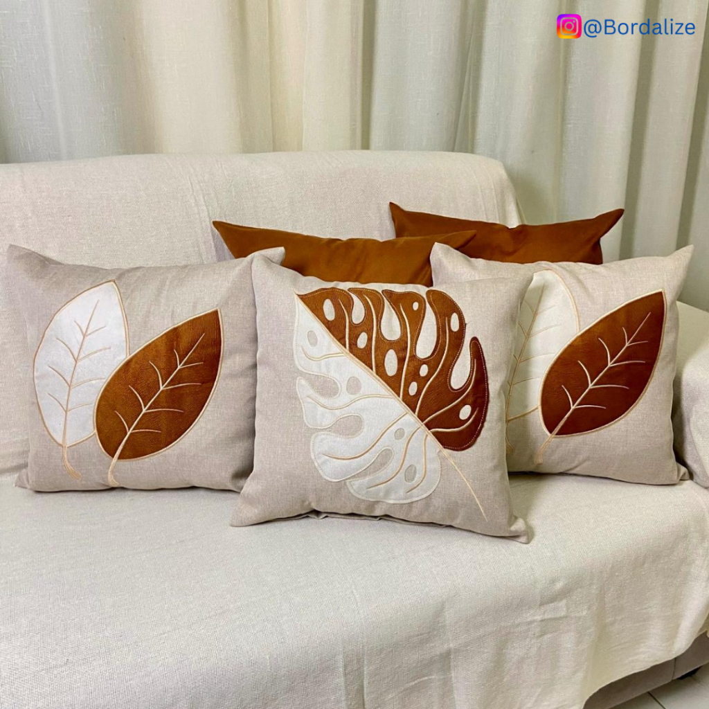 Kit de Capa de Almofada Linho Bordada Aplicada Decorativa - Escolha Sua Combinação