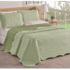 3 Peças Kit Colcha Cobre Leito Casal Dupla Face Com Viés 2 Fronhas 100% Poliéster