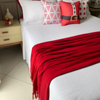 Kit 2 Mantas Natal Para Sofá 3,00 x 1,80M King Luxo Gigante 100% Algodão Protetor Decoração Natal