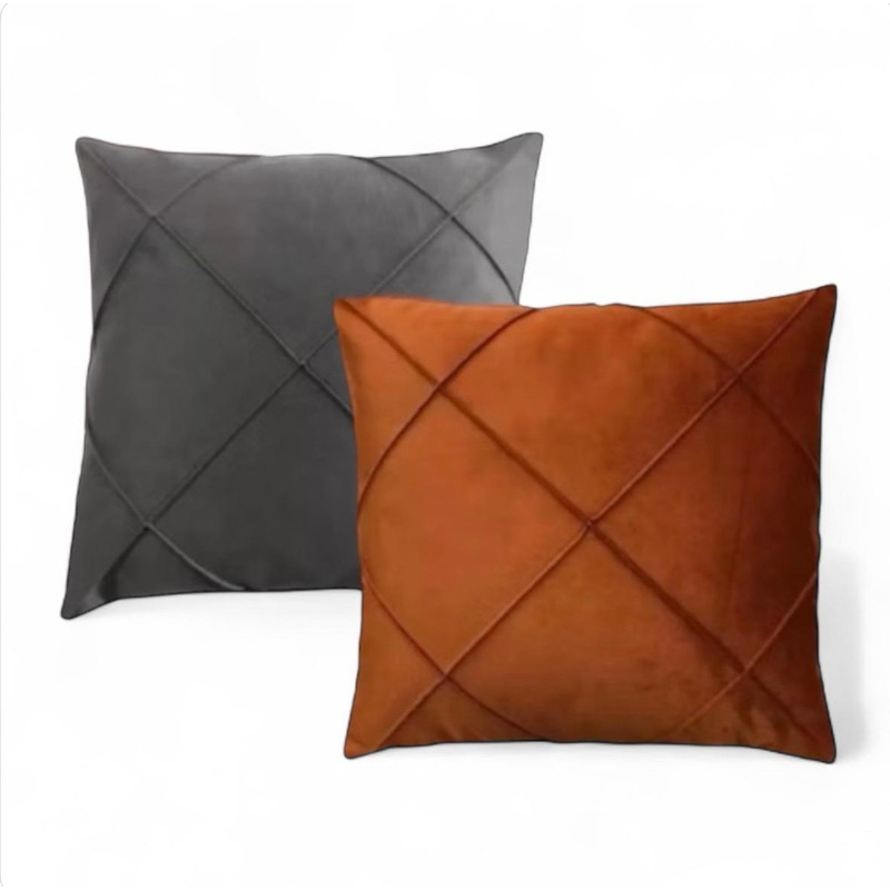 Kit 02 Almofadas Cheias Drapeadas em Suede 45x45cm Sala Sofá Quarto