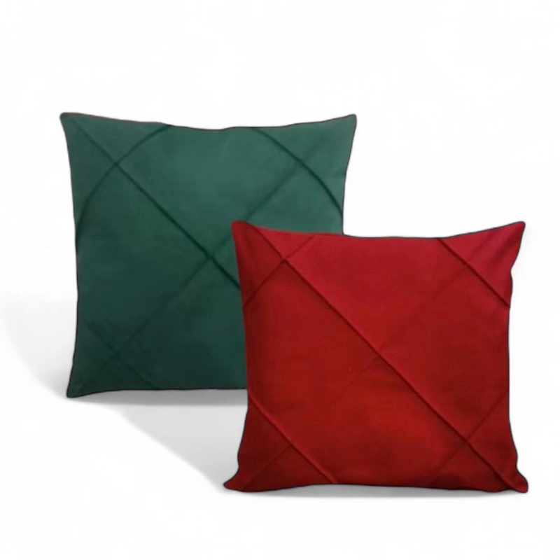 Kit 02 Almofadas Cheias Drapeadas em Suede 45x45cm Sala Sofá Quarto