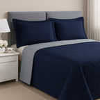 3 Peças Kit Colcha Cobre Leito Casal Dupla Face Com Viés 2 Fronhas 100% Poliéster